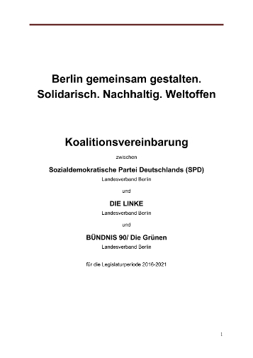 Koalitionsvereinbarung 2016-2021